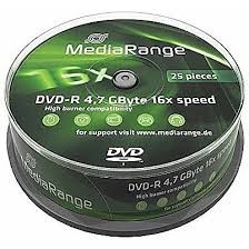 DVD-R 4,7 GByte 16x speed (25 kosov)
