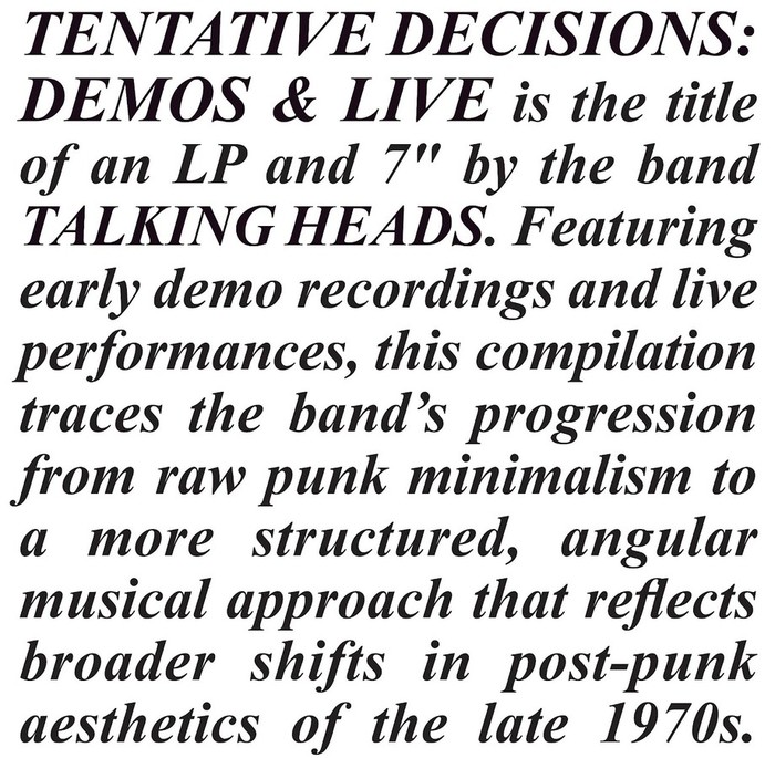 Tentative Decisions: Demos & Live (Black Friday) (Limited) (Clear Vinyl) (LP+7")
